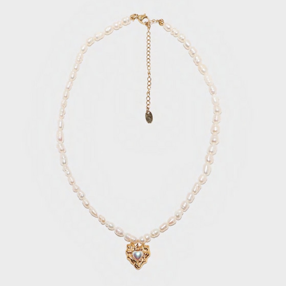Vintage Pearl Heart Pendant Necklace